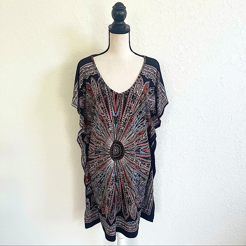 India Boutique Black Multicolor Paisley Tunic
